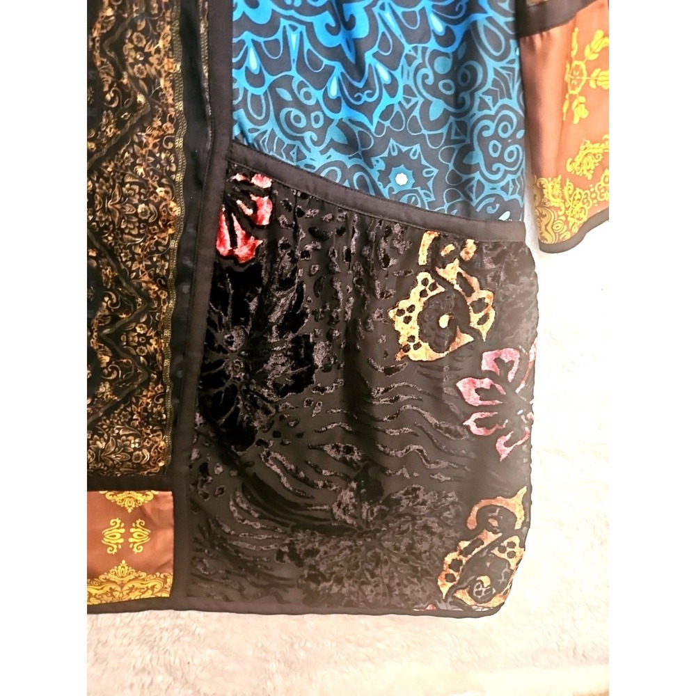 Soft Surroundings Adassa Tunic Top M Boho Velvet Burnout Sequin Patchwork #571 - Picture 5 of 14
